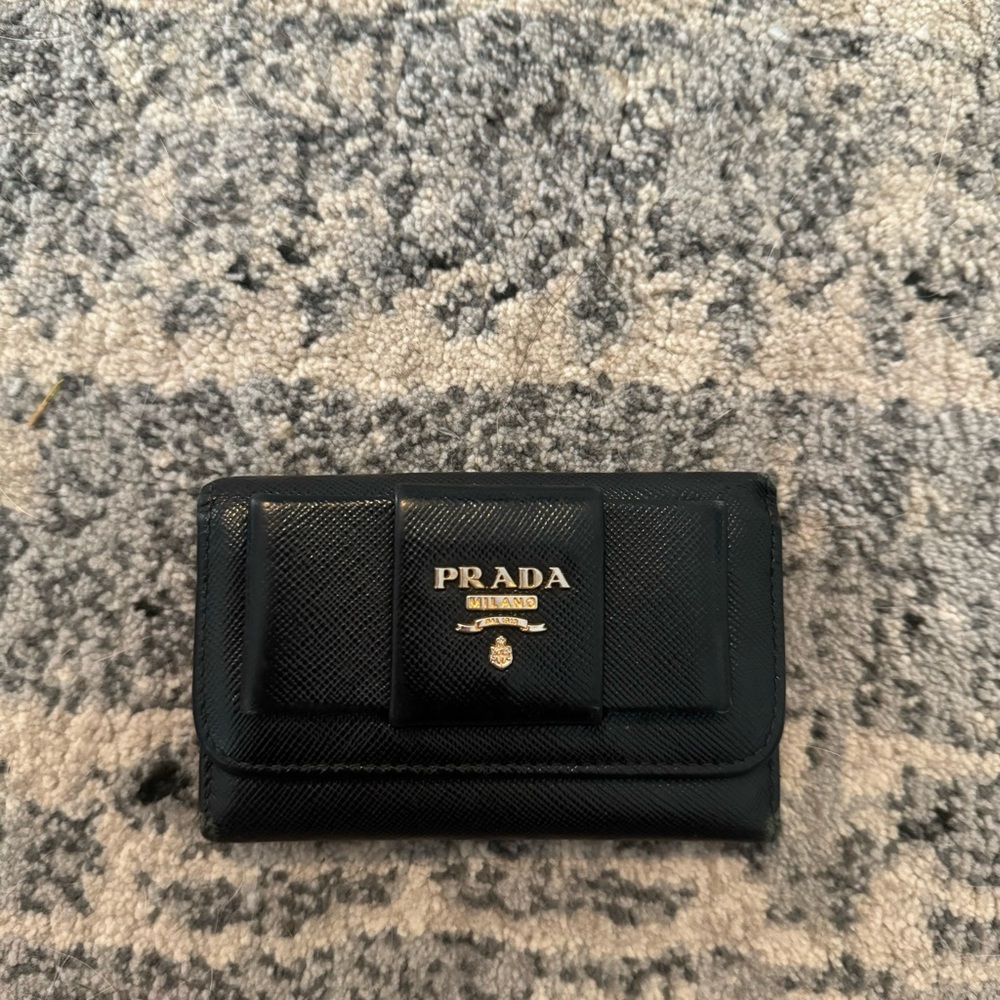 Prada Ribbon Saffiano Leather Key Case